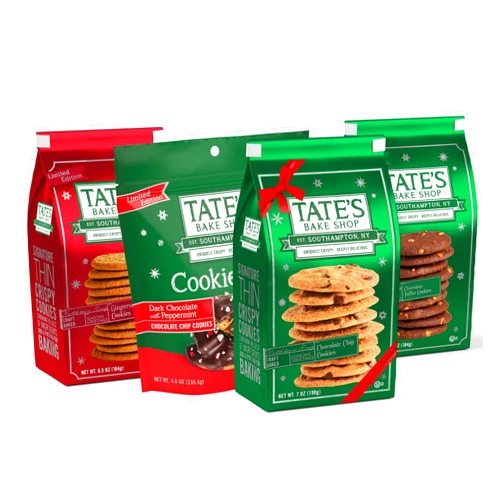 Tate's Bake Shop Holiday Cookies Variety Pack, Chocolate Chip, Toffee, and Gingersnap Cookies, plus Peppermint Bark, 4 Bags