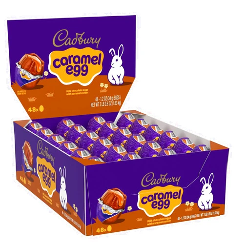 CADBURY Milk Chocolate with Caramel Center Eggs Candy, Bulk Easter, 1.2 oz Packs (48 Count)