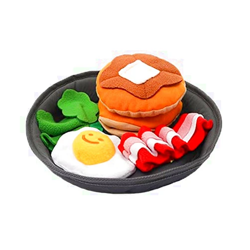Pawfectpals Interactive, Squeaky, Funny, Unique, Assortment Dog Plushy Toy for Dogs (Breakfast Platter)