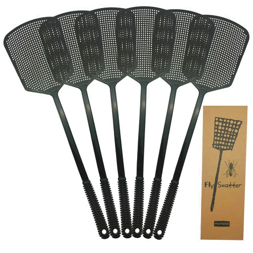 MUTOOZ Fly Swatters Multi Pack - Fly Swatter Plastic with Heavy Duty Thick Grip, Black 6 Pack