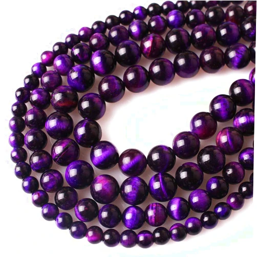 Tochispa Nature Stone purple tiger eye Beads For Jewelry Making Diy Bracelet Necklace 6/8/ 10/ Strand