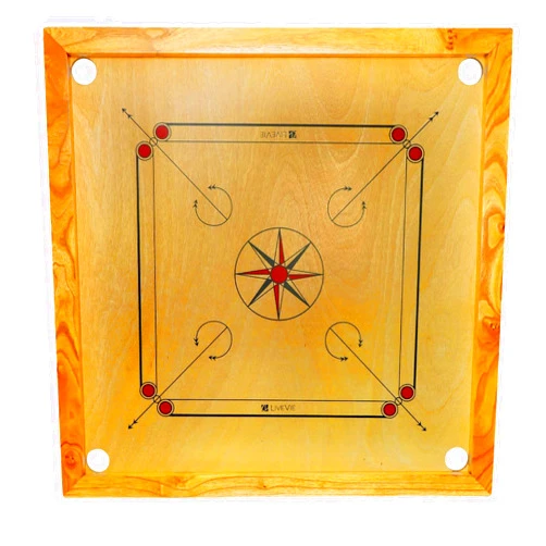 LIVEVIE Carrom Board with Coins, Striker & Bori Powder – Smooth Surface, Professional Quality, Mango Wood Frame, Sealed Pockets, Water-Resistant Matte Finish, 32x32 Inch