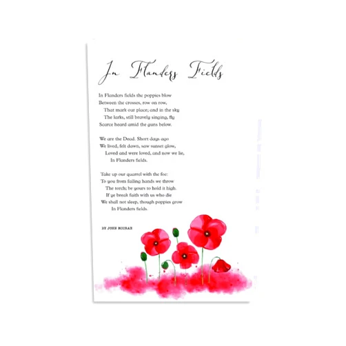 OdiSu In Flanders Fields Poem by John MCCrae In Flanders Ficlds The Poppies Blow Between The Row OCanvas Painting Wall Art Poster for Bedroom Living Room Decor 08x12inch(20x30cm) Unframe-style