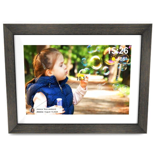 TAPINSAW Frameo Digital Photo Frame,10.1 Inch WiFi Smart Digital Picture Frame with HD IPS Touch Screen,Auto-Rotate,Send Pictures from Anywhere via Frameo APP(Wood Effect)
