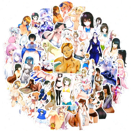 HYSM Japanese Anime Girl Sticker - 100Pcs Hentai Sexy Girls Stickers Waterproof Vinyl Sticker Lovely DIY Decals for Laptop Bike Phone Water Bottle Fridge Decal