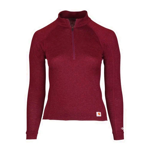 Carhartt Women's Force Midweight Synthetic-Wool Blend Base Layer Quarter-Zip Top
