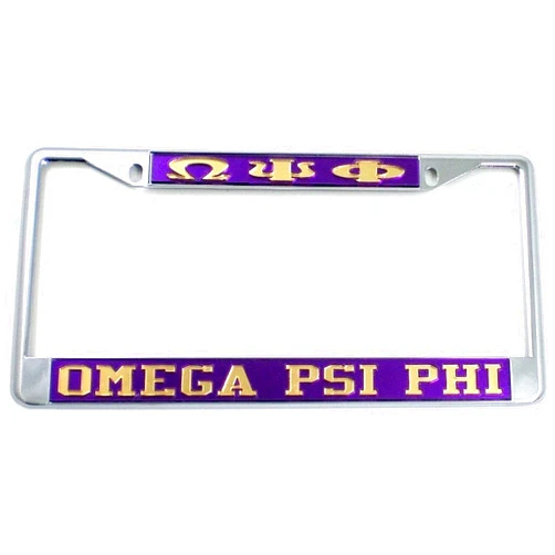 Vertebraid Omega Psi Phi Classic License Plate Frame [Purple/Gold - Car/Truck]