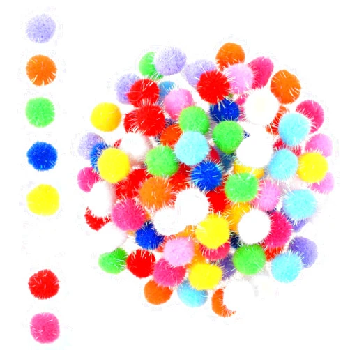 KALIONE 100 Pcs Craft Pom Pom Balls 0.8 inch Assorted Sparkle Glitter Pom Poms Balls for Arts Craft Soft and Fluffy Craft Pompoms for Crafts DIY Decorations(Multicolored)