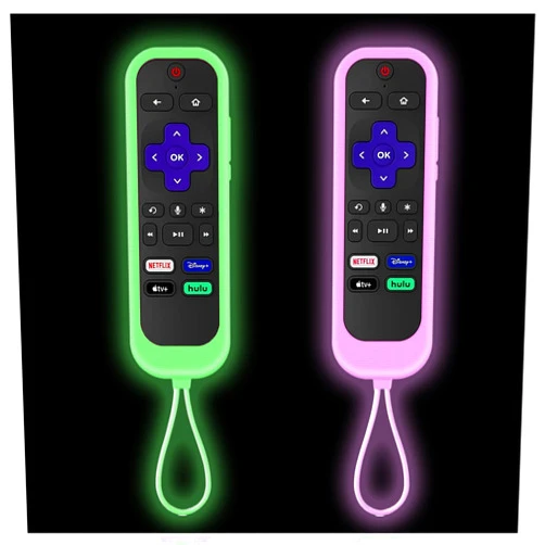 Taiyiluo 2Pack Taiyiluo Silicone Controller Cover for Onn Roku TV Remote Cover, Glow in The Dark Roku Remote Cover Compatible with Hisense TCL Roku Steaming Stick Express 4K Remote