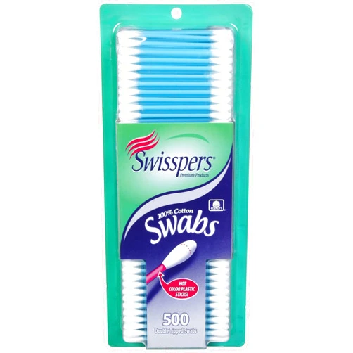 Swisspers Hot Colored Swab-500 ct (Color May Vary)