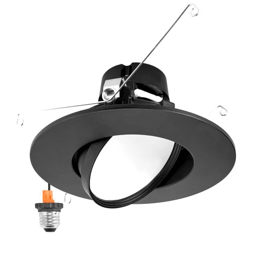 Maxxima 5 in. and 6 in. Rotatable LED Retrofit Downlight Gimbal, 1150 Lumens, 11 Watts, 5 CCT 2700K/3000K/3500K/4000K/5000K, Dimmable, Aluminum Black Trim