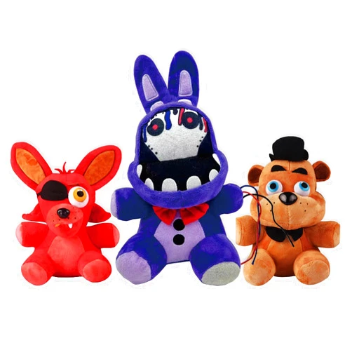 TZMAPU Fazbear Plush Foxy, Withered Purple Bunny, Stuffed Animal Figure Toys Gift for Kids, Security Breach Plush for Lovers (3PCS)