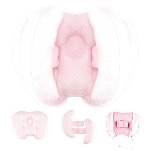 Blublu Park Upgraded 2 in 1 Baby Travel Pillow, Adjustable Banana Shape Baby Neck Head Support Piloow Stroller Insert Cushion for Kids, Toddler, Pink