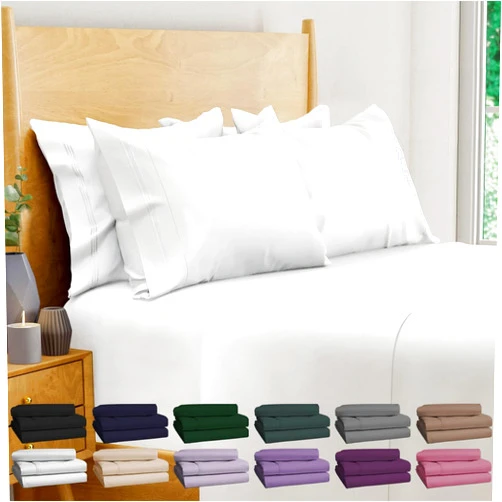BAMPURE Luxury Series 6 Pcs Queen Sheet Set - 100% Pure Viscose derived from Bamboo Sheets Queen Size - Super Soft Queen Cooling Sheets for Hot Sleepers - Up to 16’’ Deep Pocket Queen Sheets