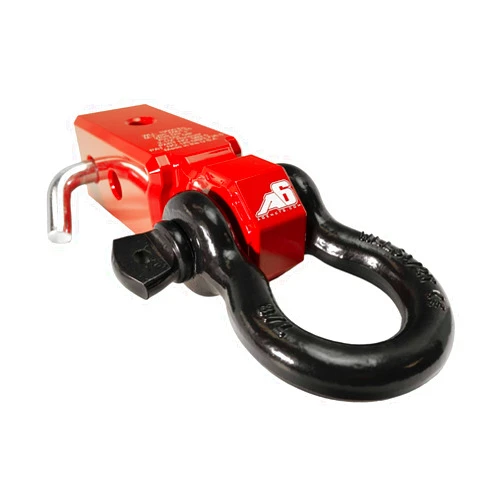 Agency 6 Recovery Shackle Block Assembly 2.5 INCH Double Hole, Red - Hitch Receiver Block - Proudly Made in The USA