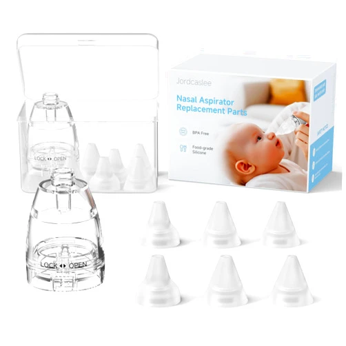 Jordcaslee Nasal Aspirator Replacement Parts Compatible with GROWNSY, Watolt, X-Bosak Electric Nose Sucker for Baby & Toddlers, 6 Soft Silicone Tips with Suction Chamber & Storage Case