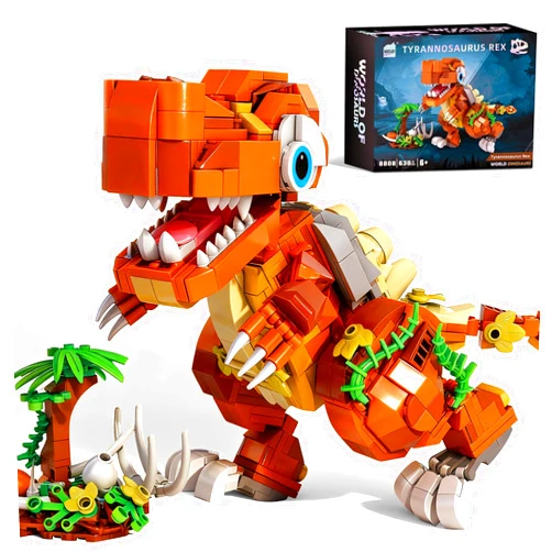 FOLKWEAVE T-Rex Dinosaur Building Blocks Set, 630 Pieces Poseable and Movable Model, Gift for Kids Ages 6-12, No Missing Parts Guarantee