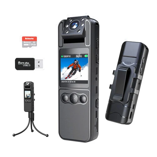 Acbaeta Mini Body Camera 【1.4'' Color Screen】, Bodycam, 1080P Body Cam with 180° Rotating Lens, Night Vision, Motion Detection, Long Battery Life, Camcorder for Police/Cycling/Travel, 64GB High-Spec SD Card