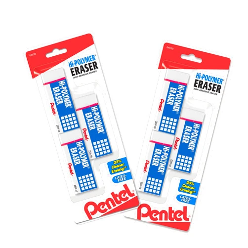Pentel Hi-Polymer Block Eraser, Large, White 6 pack (ZEH10BP3P2)