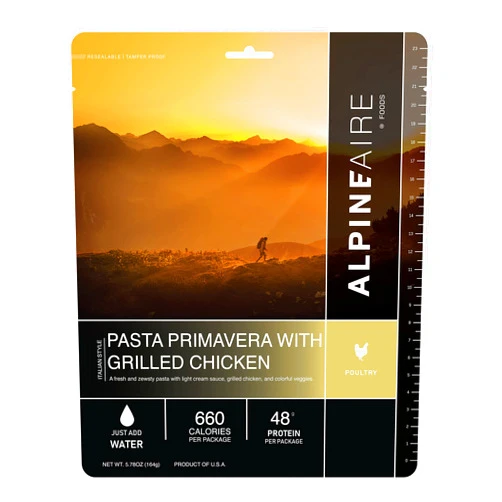 Alpine Aire Foods AlpineAire Pasta Primavera w/Grilled Chicken, Freeze-Dried/Dehydrated, Entrée Meal Pouch, Just add Water