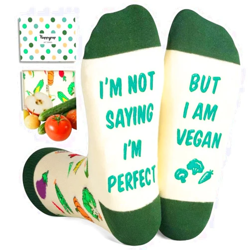 HAPPYPOP Funny Vegan Gifts Ideas for Women Vegetarian Gifts Men, Vegan Socks Vegetable Socks For Her