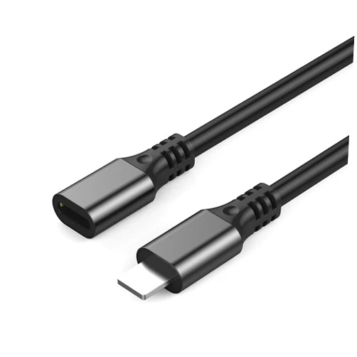 EMATETEK i-Phone Extension Connector Cable Adapter Transfer Video Audio Data and Charge. Male to Female 1PCS i-Phone Extender Cord Made of Balck Aluminum & PVC. (3.3Ft / 1M)