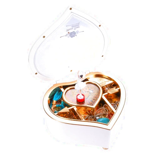 BLUTEYWA Heart Musical Jewellery Box, Musical Jewellery Storage Box with Dancing Ballerina Girl, Christmas Birthday Present for Women