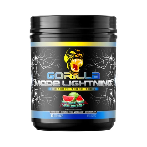 Gorilla Mind Gorilla Mode Lightning Pre-Workout - Extreme Energy · Laser Focus · Powerful Pumps · Peak Performance - 550mg Caffeine, 13500mg L-Tyrosine, Alpha-GPC– 772g (Mouthwatering Watermelon)