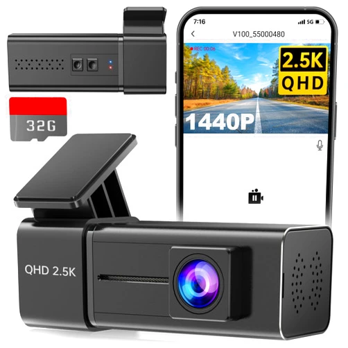 E-YEEGER Dash Cam 2.5K 1440P Front Dashcam for Cars, E-YEEGER Mini WiFi Hidden Dashcams with App, Night Vision Car Camera, 24H Parking Mode, G-Sensor, Loop Recording, Free 32G Card, Support 256GB Max