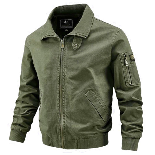 JXQXHCFS Men's Windbreaker Business Military Jackets Casual Washed Pure Cotton Canvas Cargo Coat Fall Bomber Coat Male