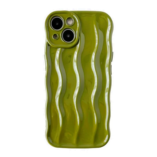 Caseative for iPhone 13 Case,Water Ripple Pattern Curly Wave Frame Soft Compatible with iPhone Case (Green,iPhone 13)
