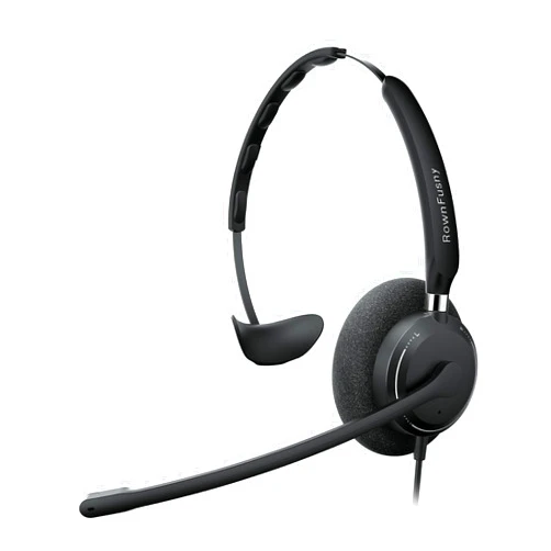 Rownfusny R06S Mono Wired USB Headsets for PC with Noise-Cancelling Microphone, Call Answer Button for MS Teams & IP Phones, Lightweight Design & Memory Foam Cushions for All-Day Comfort (Black)