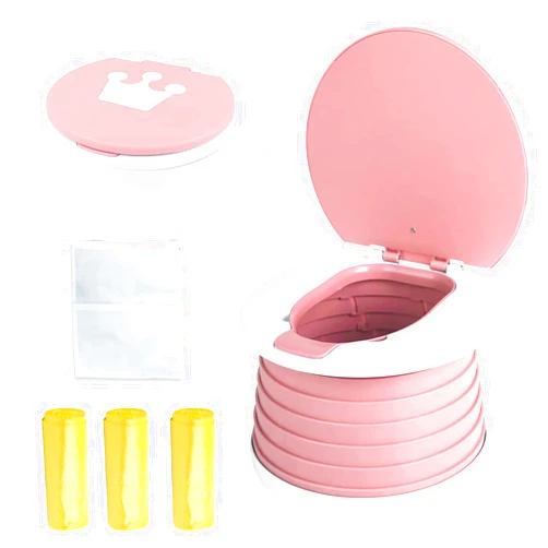 SunnySmile Travel Potty for Toddler, Portable and Foldable Toilet, Apply to Seat Emergency Toilet for Car, Camping, Outdoor, Indoor (pink, small)