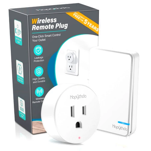 HAPYTHDA Remote Control Outlet,15A/1500W, 500 Feet RF Range Remote Light Switches Kit, No Wiring Needed Wireless Remote Outlet for Light, Small Electrical Appliance, with Anti-Surge 4000V