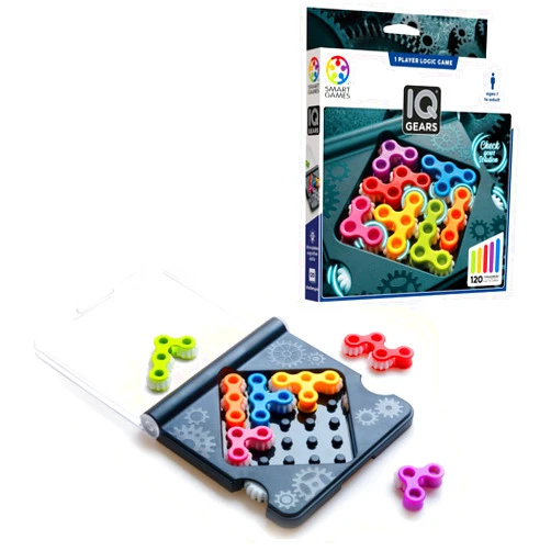SmartGames IQ Gears Travel-Friendly Dynamic Logic Game Featuring 120 Challenges for Ages 7 - Adult