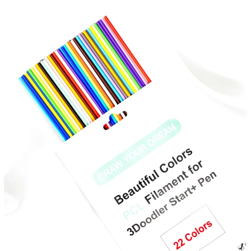 Kretrum 22 Colors 3D Doodler Pen Refills Only Fit for 3Doodler Start+ 3D Pen Low Printing Temperature PCL Filament 3Doodler Start Refills Packs Each Color 15.2 cm x 5 pcs Total 110 pcs