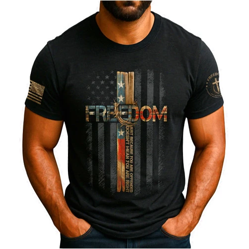 RustField Co. Freedom T Shirt, Patriotic Shirts for Men, Freedom Shirts for Men, American Flag Shirt