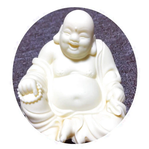Zunibo White Laughing Buddha Statue for Home Office Decor,Small Buddha Figurine Ornaments for Feng Shui Good Luck, Wealth and Happiness
