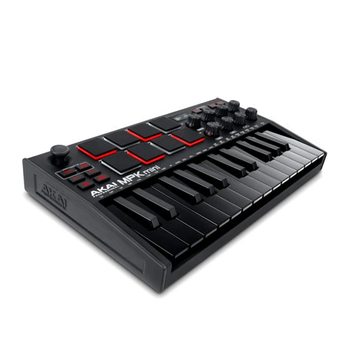 AKAI Professional MPK Mini MK3 - 25 Key USB MIDI Keyboard Controller With 8 Backlit Drum Pads, 8 Knobs and Music Production Software included, Black