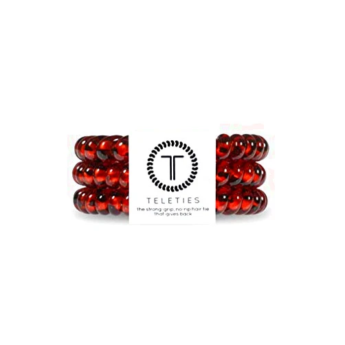 TELETIES - Spiral Hair Coils - Ponytail Holder Hair Ties for Women - Phone Cord Hair Ties - Strong Grip, No Rip, Water Resistant, No Crease Hair Tie Coils - 3 pack (Small, Tortoise)
