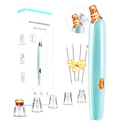 DIYthinker Blackhead Remover Pore Vacuum Cleaner - Upgraded Facial Pore Cleaner - Electric USB Pore Vacuum with 5 Probes - Upgraded Blackhead Suction Tool - Blackhead Remover Kit (Turquoise)