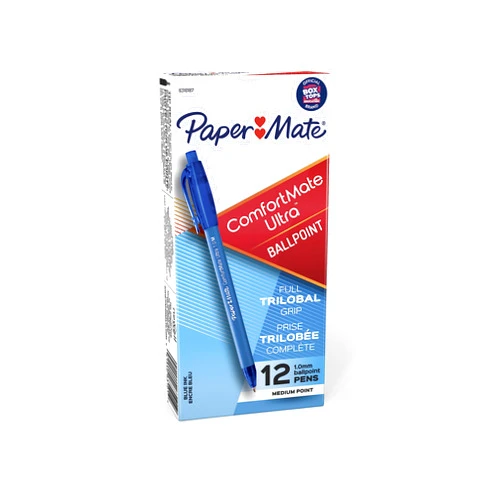 Paper Mate 6310187 ComfortMate Retractable Ballpoint Pens, Medium Point, Blue, 12 Count