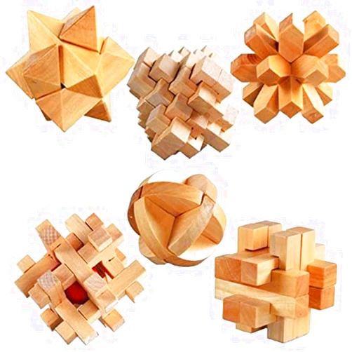 ULT-unite3D Wooden Cube Brain Teaser Puzzle