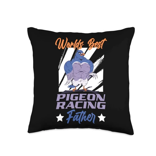 Birds With A Stout Body Or Small Animal Lover Worlds Best Racing Flying Animal Pigeon Throw Pillow, 16x16, Multicolor