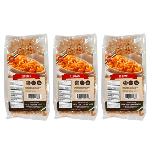 Great Low Carb Bread Company Low Carb Pasta, Keto Pasta, Great Low Carb Bread Company ,7g Net Carbs, 12g of Protein, Non GMO, (Elbow, 3 Pack)