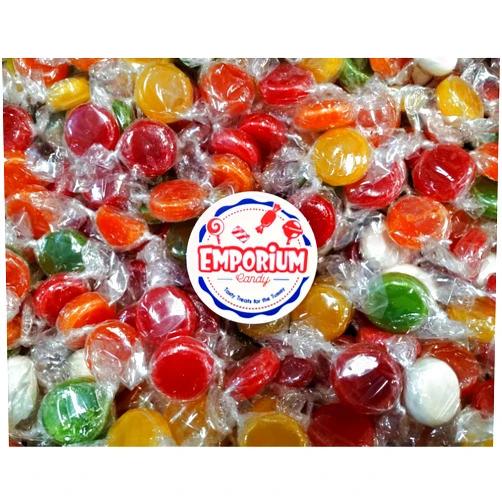 EMPORIUM CANDY TASTY TREATS FOR THE TUMMY Tropical Fruit Discs - 1.5 lbs of Assorted Mango Passion Fruit Watermelon Pineapple Coconut Indivually Wrapped Bulk Candy