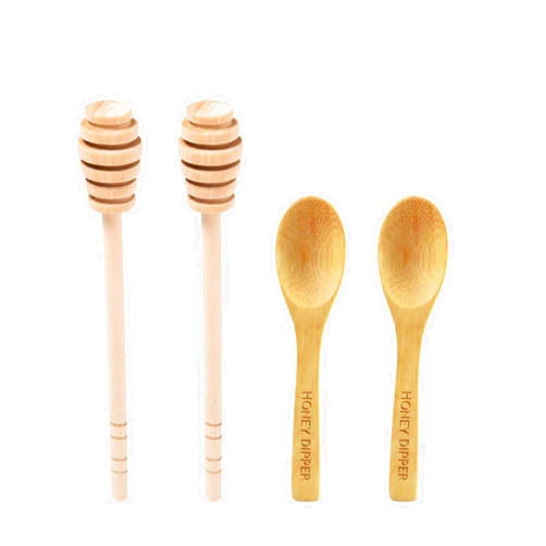 Honey dipper DESIOLE 4Pcs Wooden Honey Dipper Sticks, 6.3 Inch Honey Comb Stick, Mini Honey Mixing Stirrer Spoon for Honey Jar Dispense Drizzle Honey Wedding Party