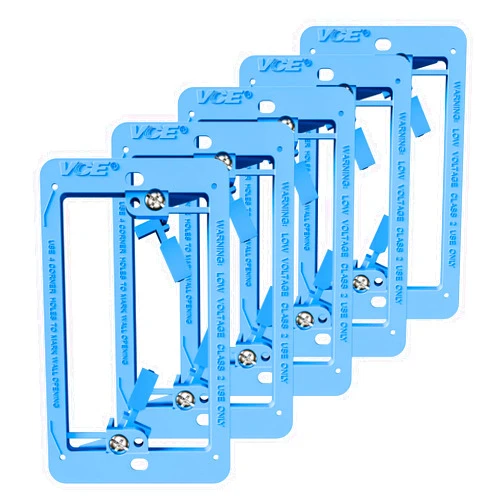 VCE Low Voltage Mounting Bracket Single Gang Wall Plate, Flush Low Voltage Box for Network, HDMI, Coaxial, Speaker, Telephone Cables, Blue, 5 Pack