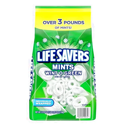 Wringley Life Savers Wint O Green Breath Mints Bulk Hard Candy, 53.95 oz. (Mint)