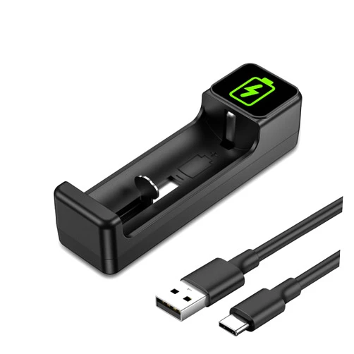 Hisewen 18650 Battery Charger, Single Slot Smart LED Charger for 3.7V Li-ion 18650 26650 21700 18500 18350 16650 16340 Rechargeable Batteries